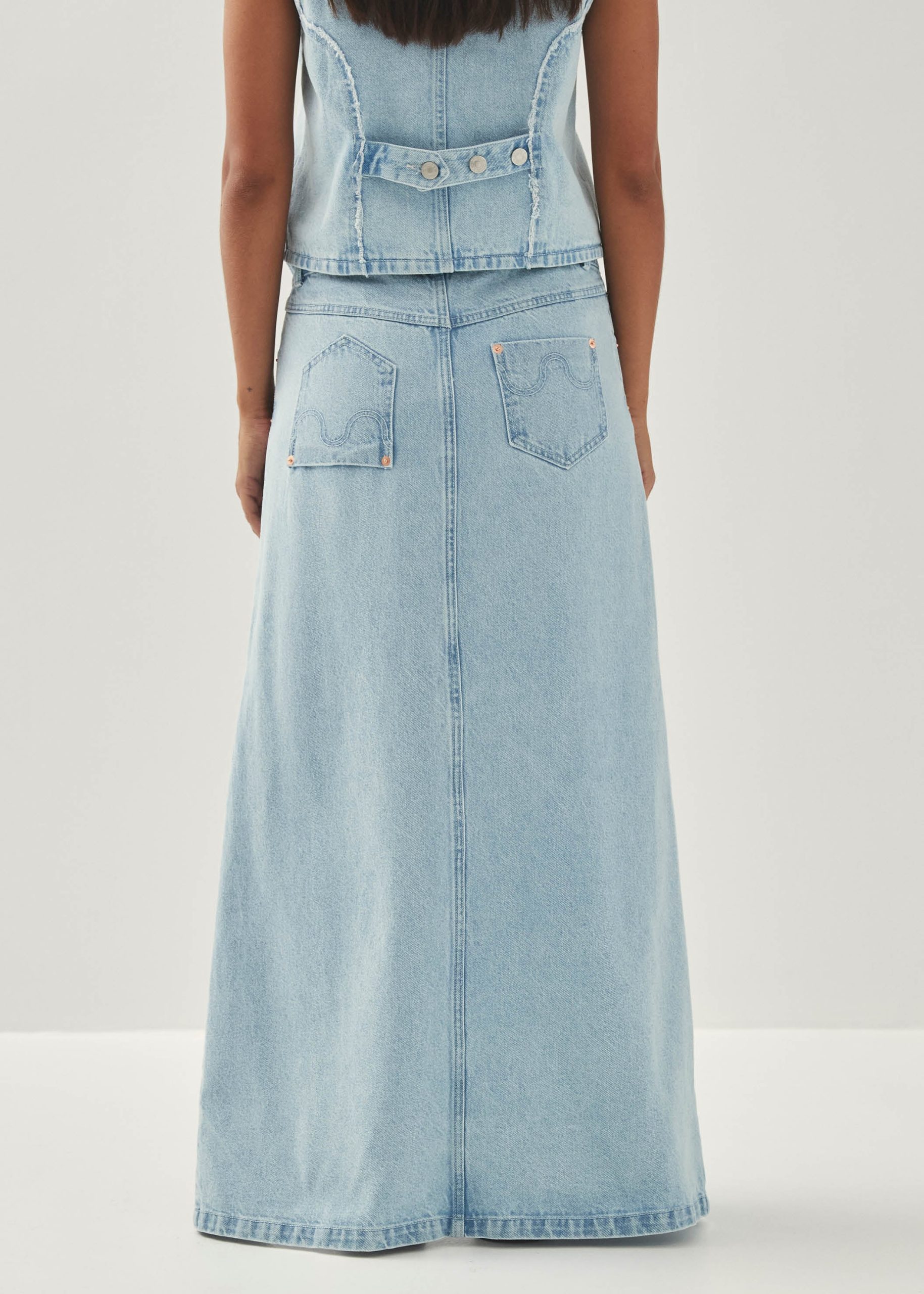 Carmina Light Blue Denim Skirt - Image 5