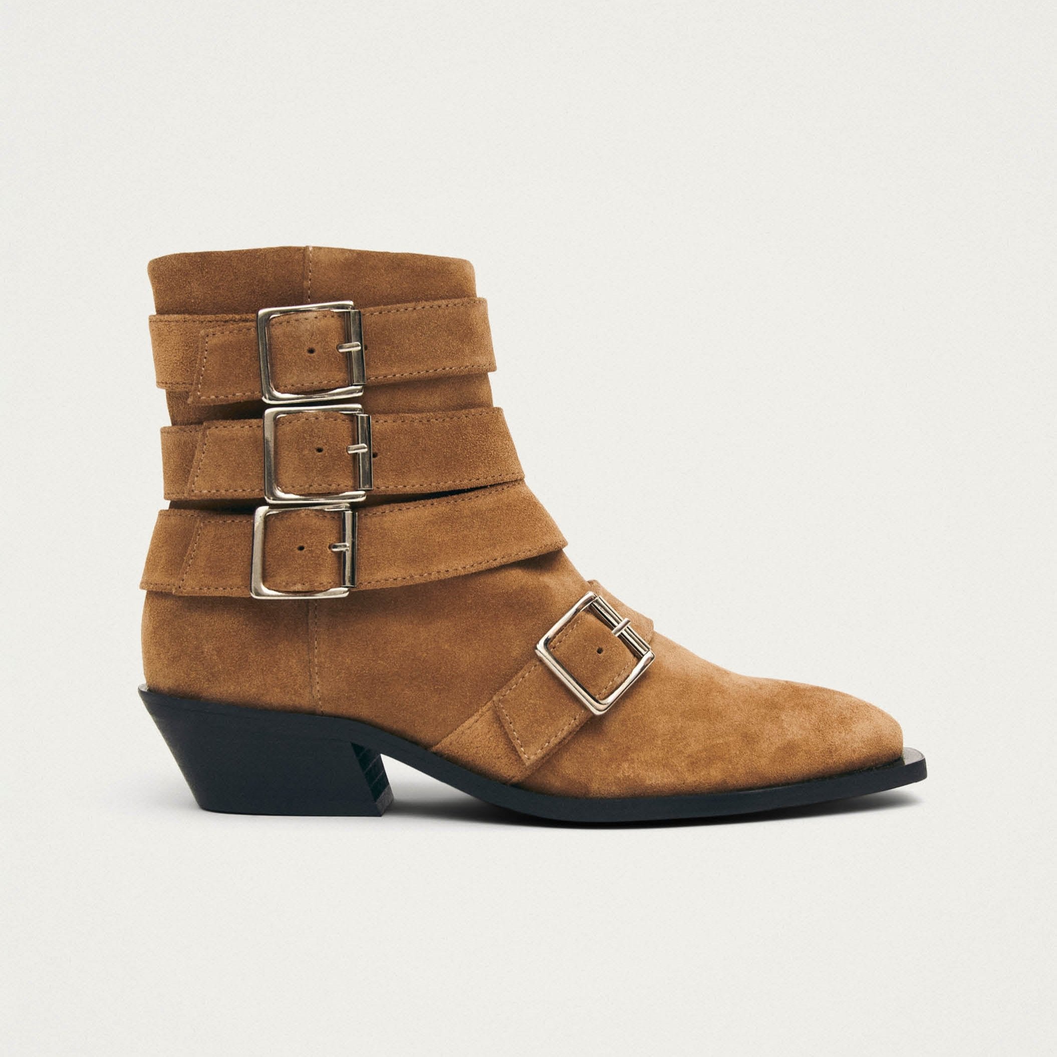 Eras Suede Tan Leather Ankle Boots - Image 3