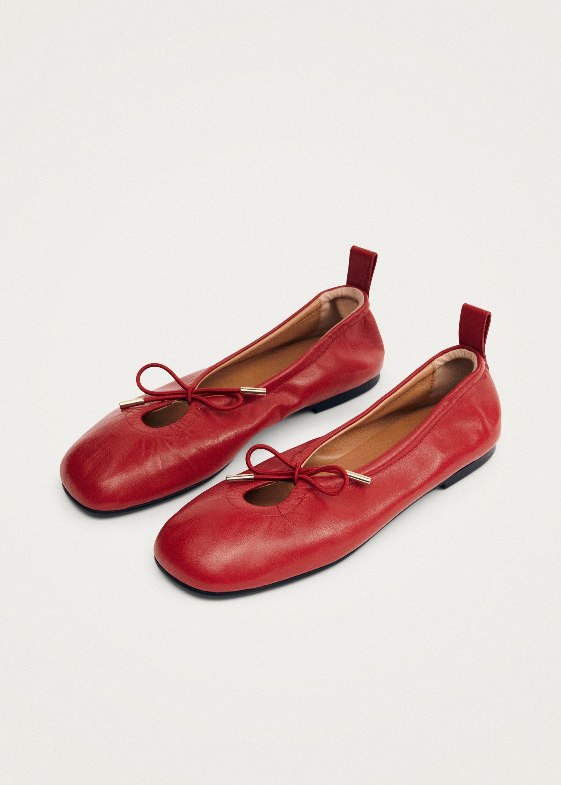 Rosalind Red Leather Ballet Flats - Image 5