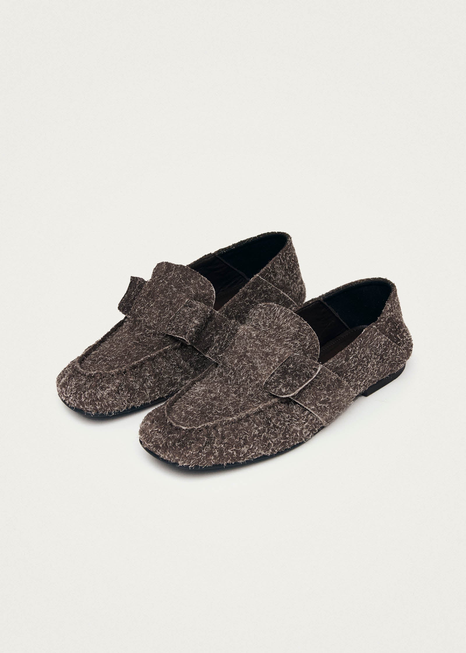Aeryn Suede Fuzzy Brown Leather Loafers - Image 8