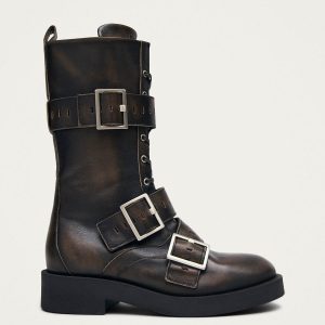 Avril Brushed Brown Leather Ankle Boots