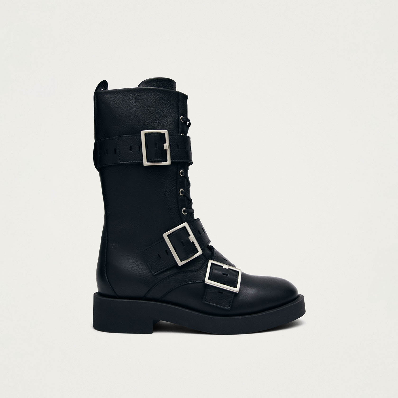 Avril Brushed Black Leather Ankle Boots - Image 3