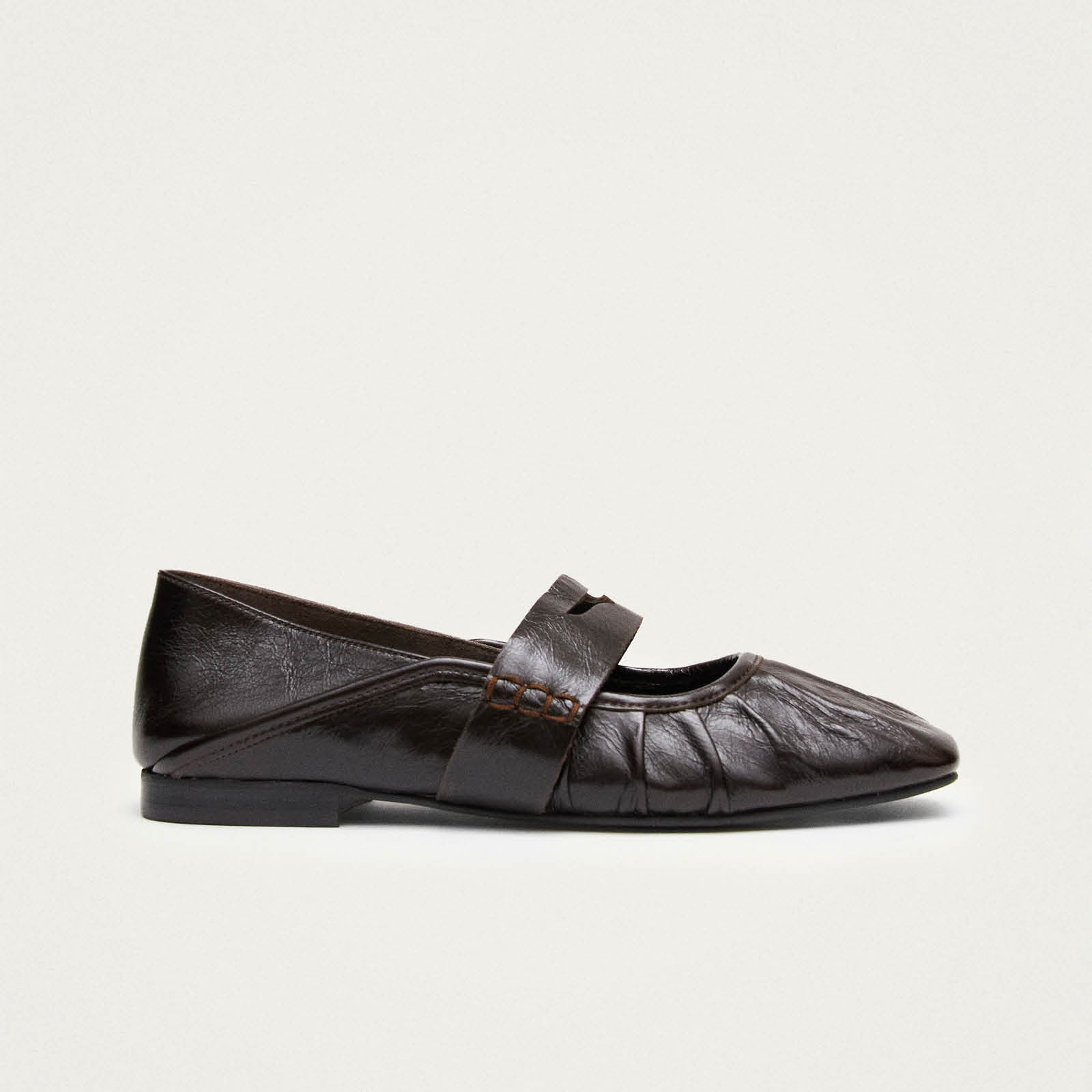 Bargo Brown Leather Ballet Flats - Image 3