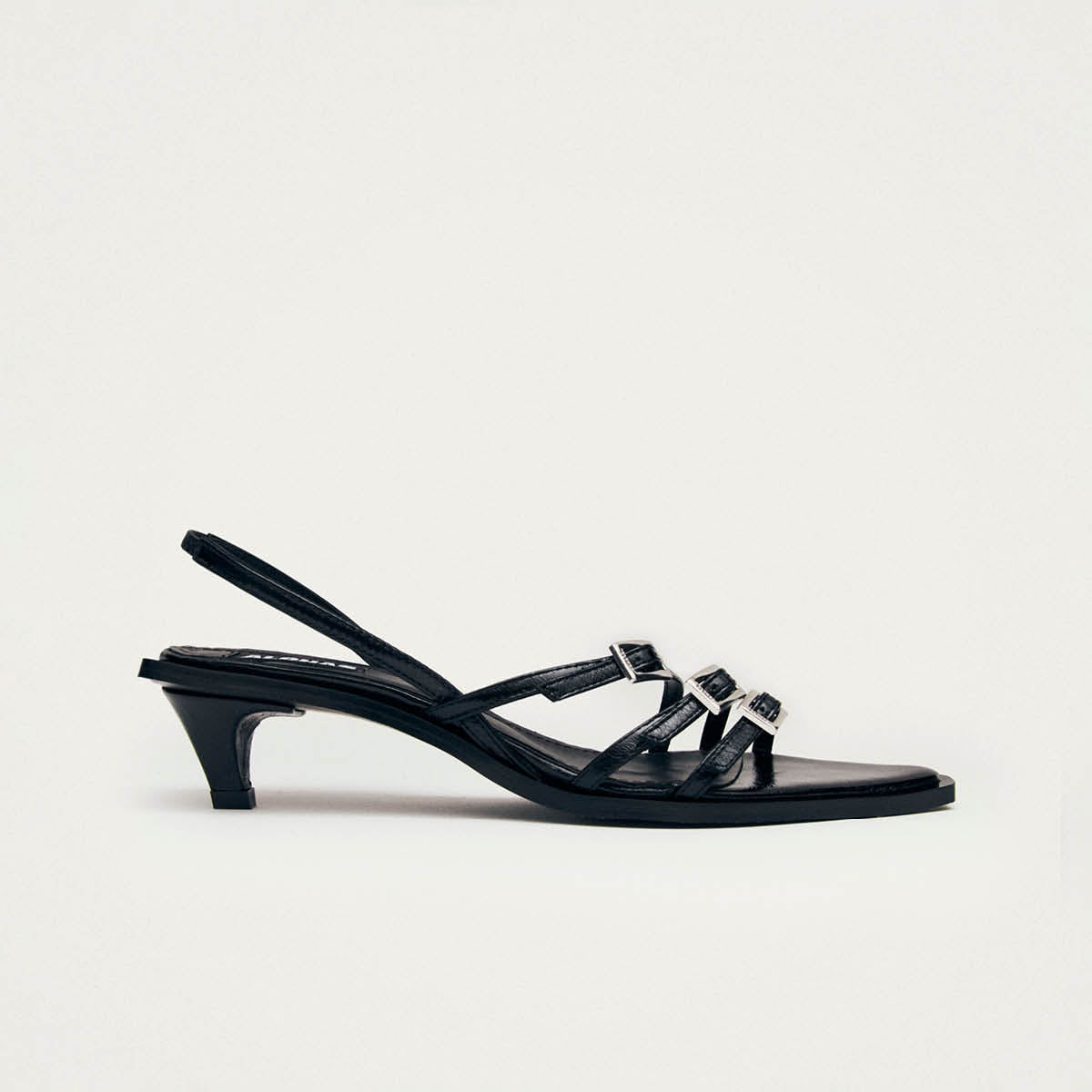 Britney Black Leather Sandals - Image 3