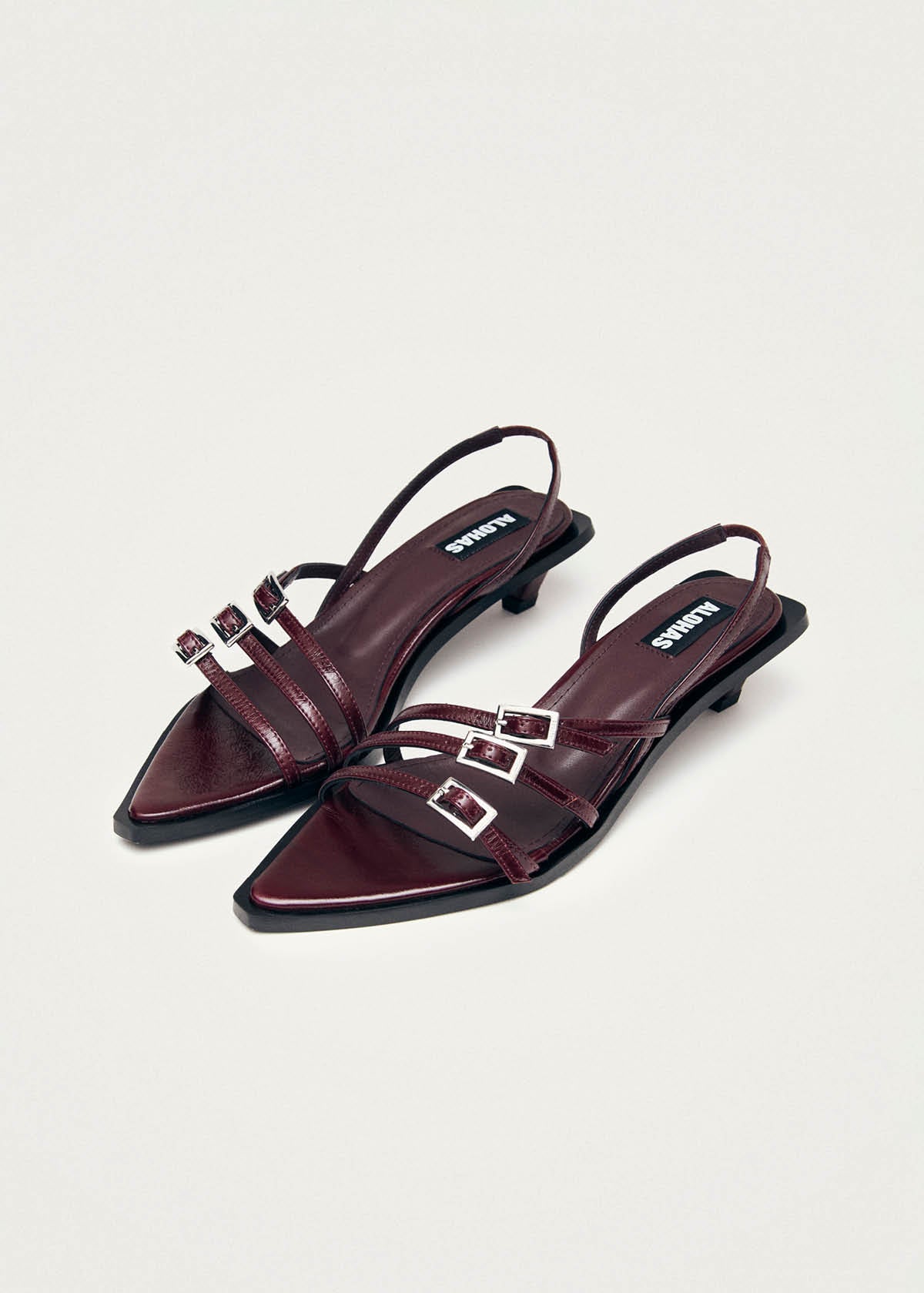 Britney Burgundy Leather Sandals - Image 4
