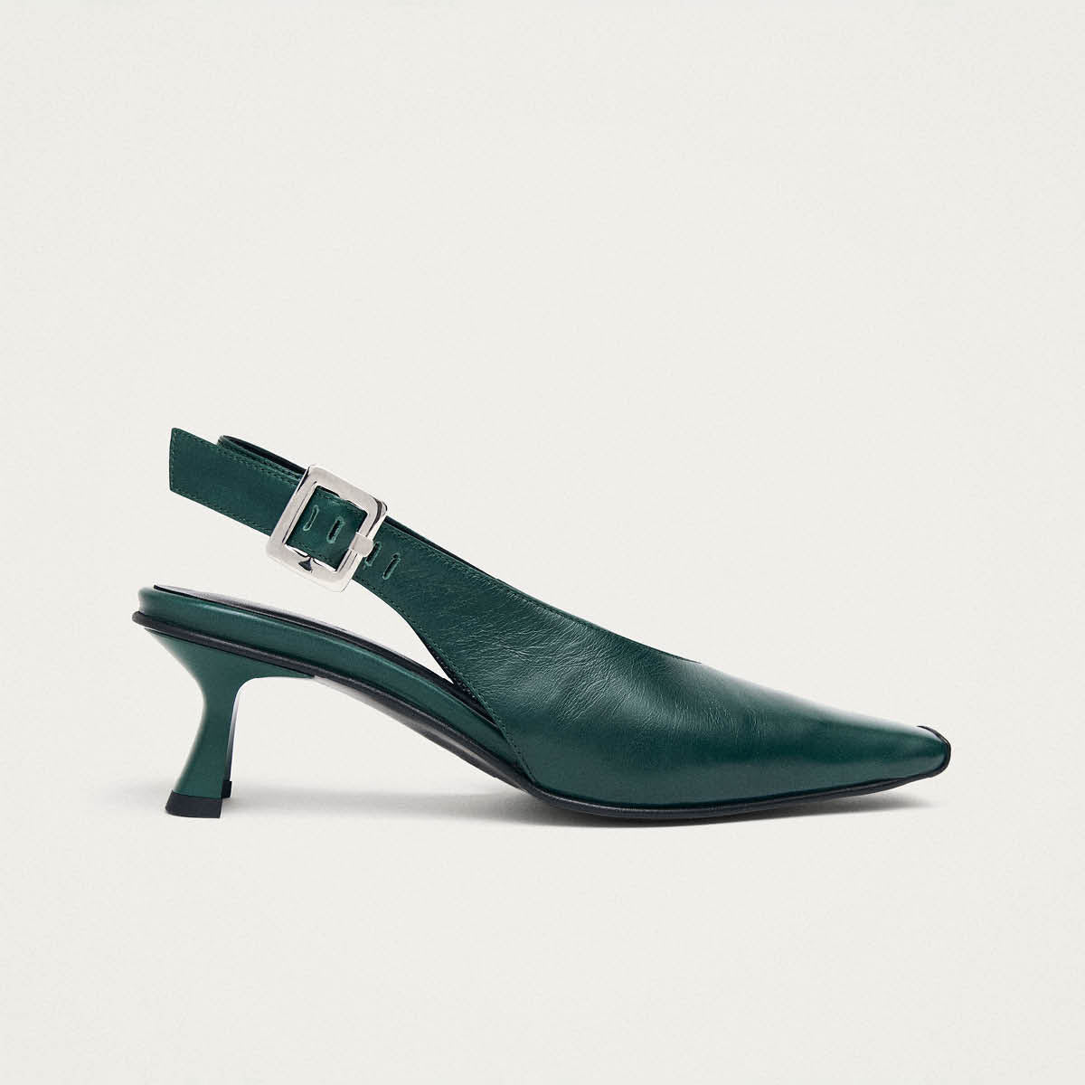 Cendra Rift Dark Green Leather Pumps - Image 3