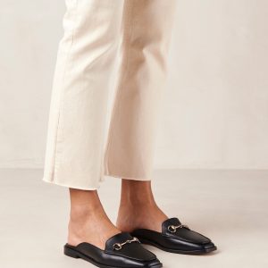 Kais Black Leather Mules
