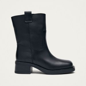Rajan Brushed Black Leather Boots