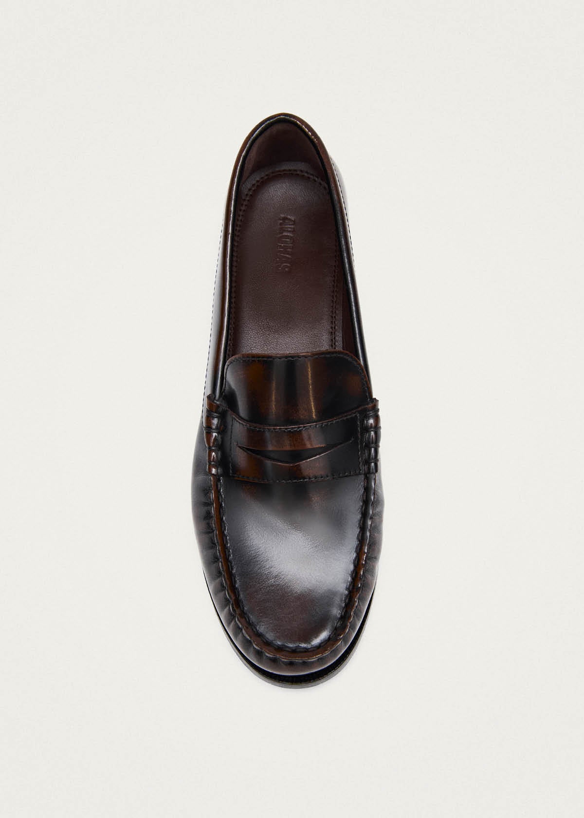 Rivet Brushed Coffee Brown Leather Loafers - Image 5