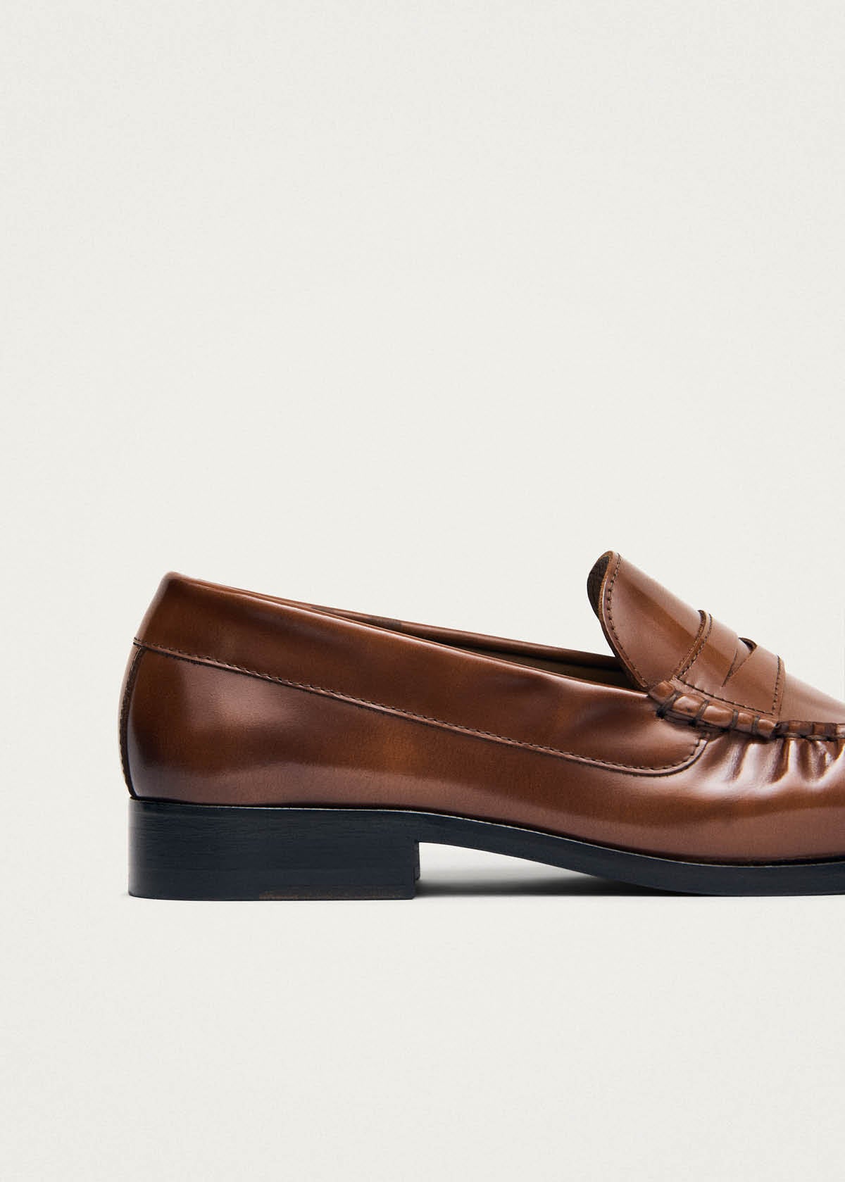 Rivet Brushed Tan Leather Loafers - Image 6