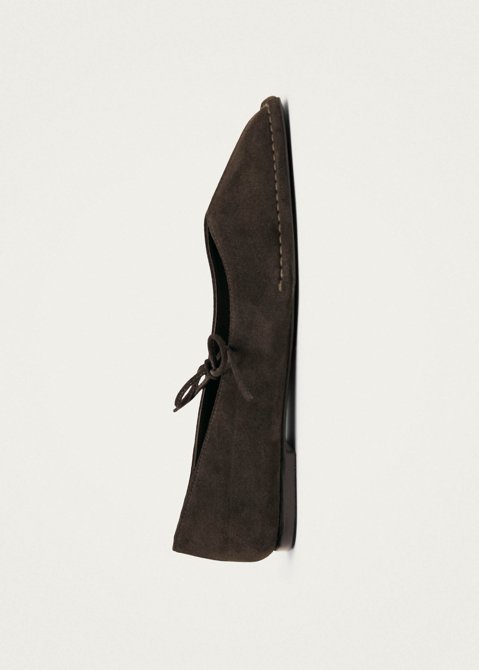 Sway Suede Coffee Brown Leather Ballet Flats - Image 2
