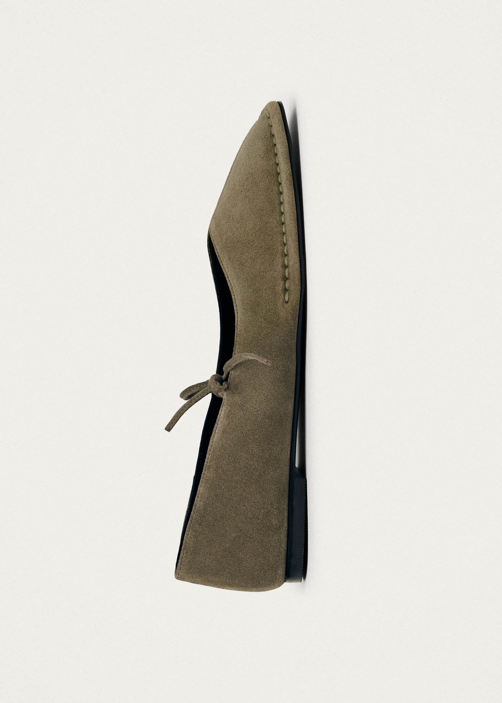 Sway Suede Khaki Leather Ballet Flats - Image 6