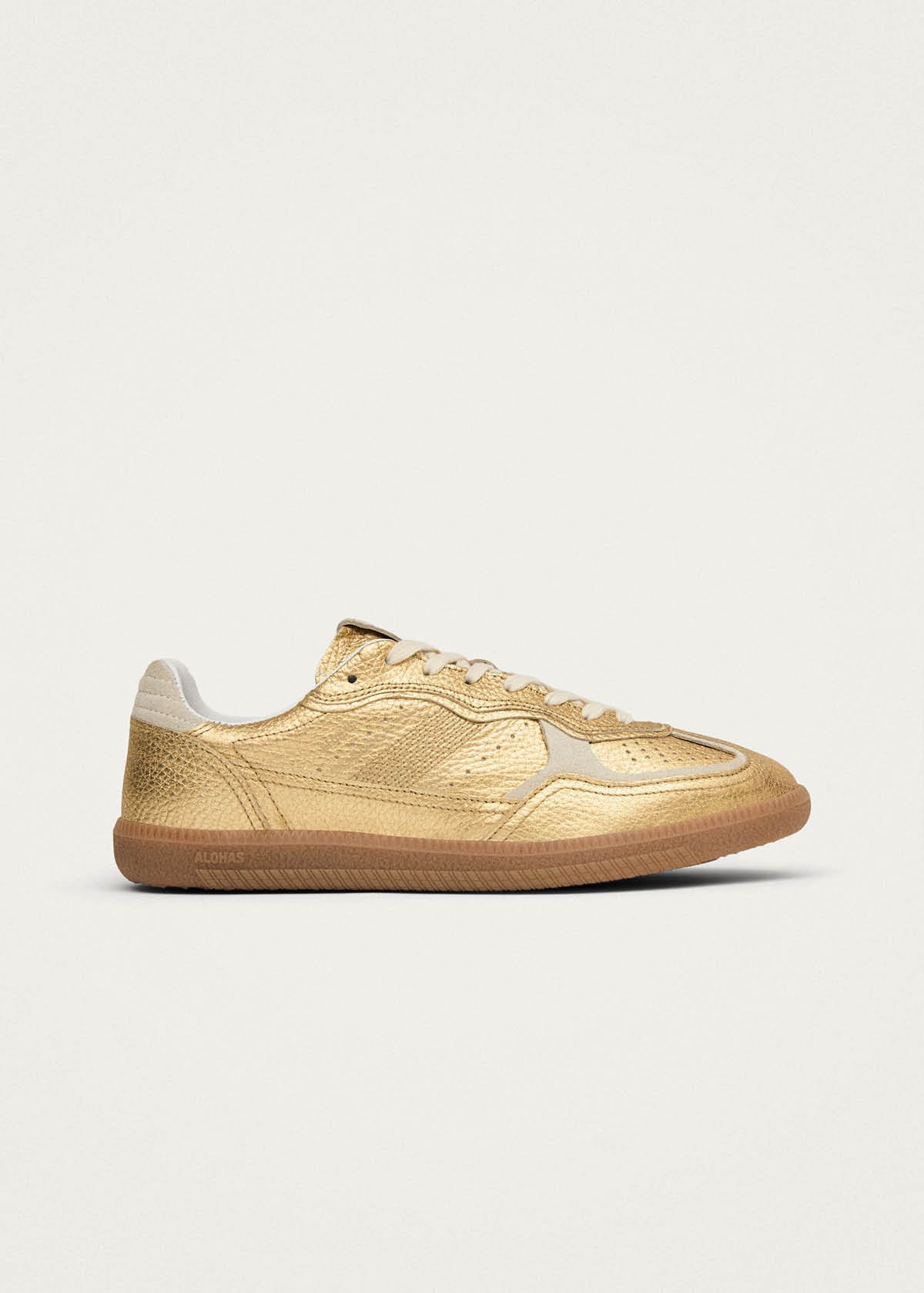 Tb.490 Grain Shimmer Gold & Cream Leather Sneakers